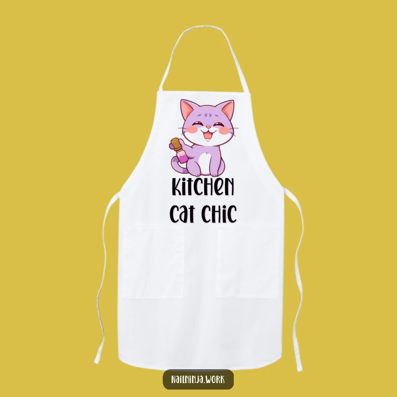 Funny Cat Nail Polish Apron: Get Creative with Feline Flair