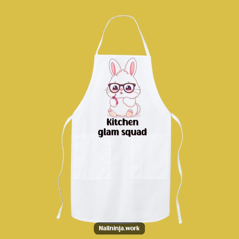 Funny Bunny Nail Polish Apron: Cute Kitchen Accessory for Pet Lovers
