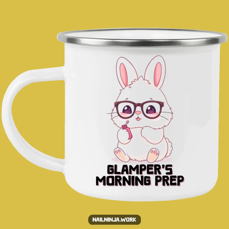 Durable Funny Bunny Nail Polish Camping Mug: Outdoor Drinkware