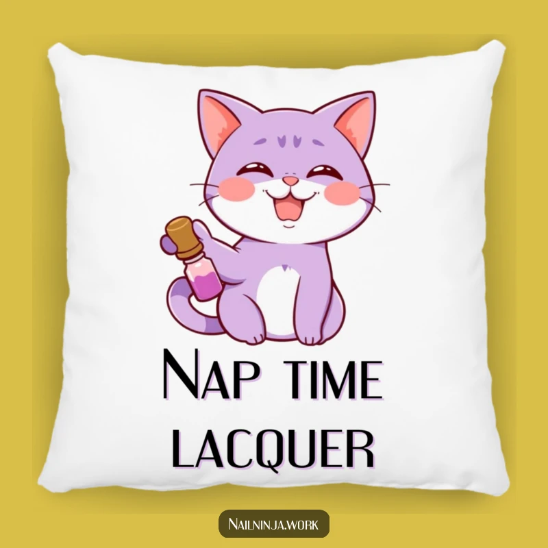 Funny Cat Nail Polish Pillow: Cuddle Up with Purrfectly Humorous Charm