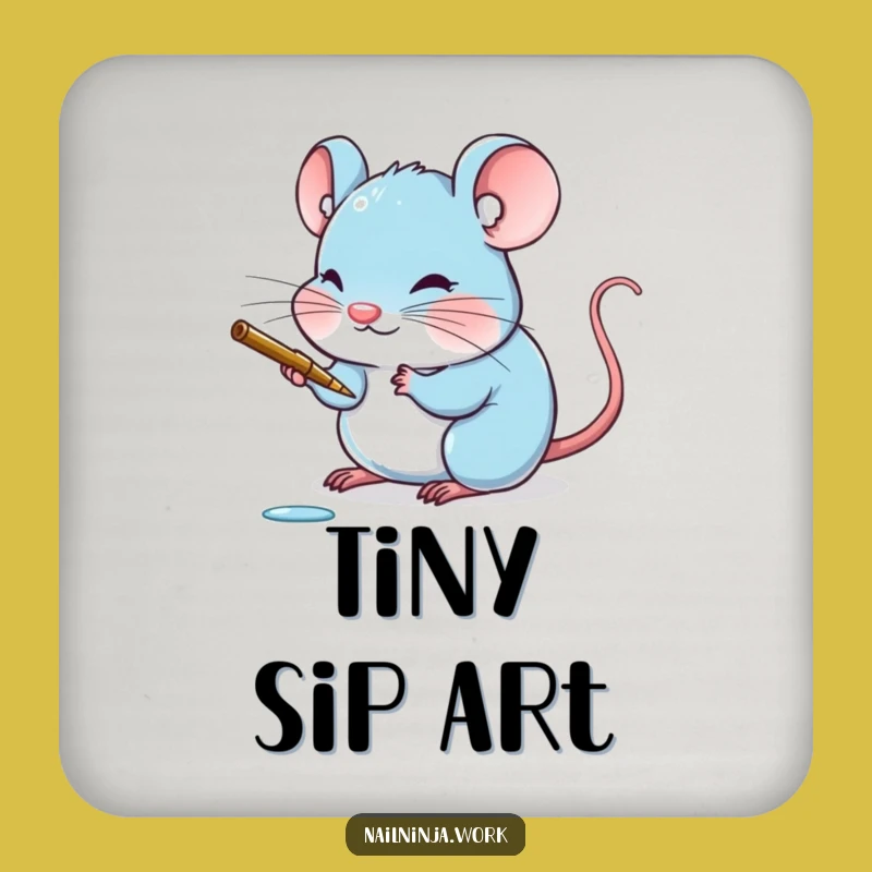 Funny Mouse Nail Art Coaster: Protect Surfaces with Tiny Fun
