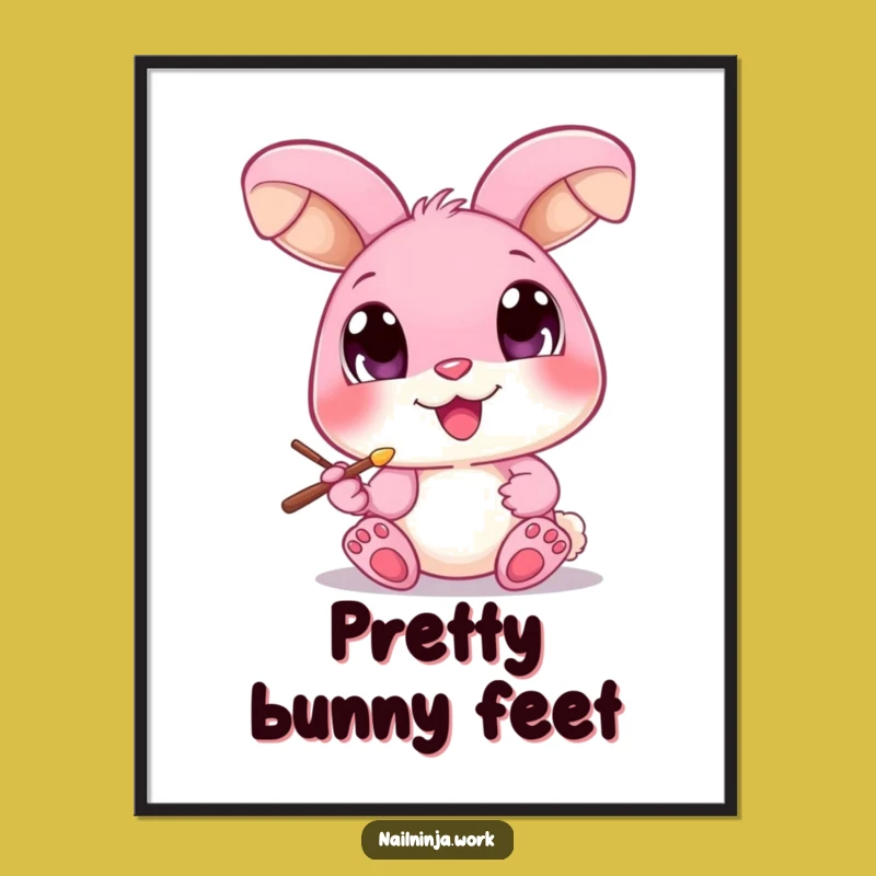 Funny Bunny Nail Art Poster: Bring Whimsy Home with Humorous Decor