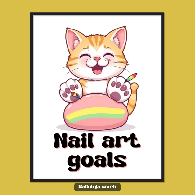 Funny Cat Paw Painting Poster: Whimsical Wall Art for Cat Enthusiasts