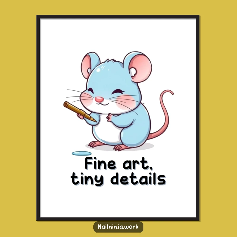 Free Printable Wall Art: Cute Mouse Nail Art Decor, Downloadable Delicate Art