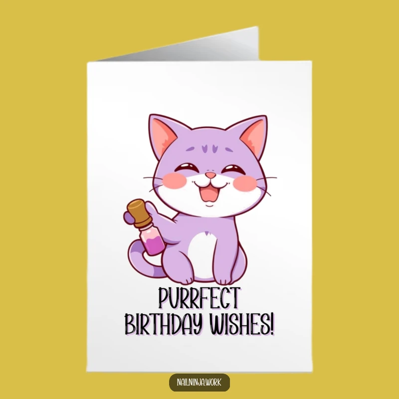 Free Printable Birthday Card: Giggling Cat Nail Polish DIY Gift, Hilarious Surprise