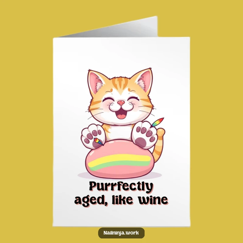 Free Printable Cat Painter Birthday Card: Funny Downloadable Gift for Artists