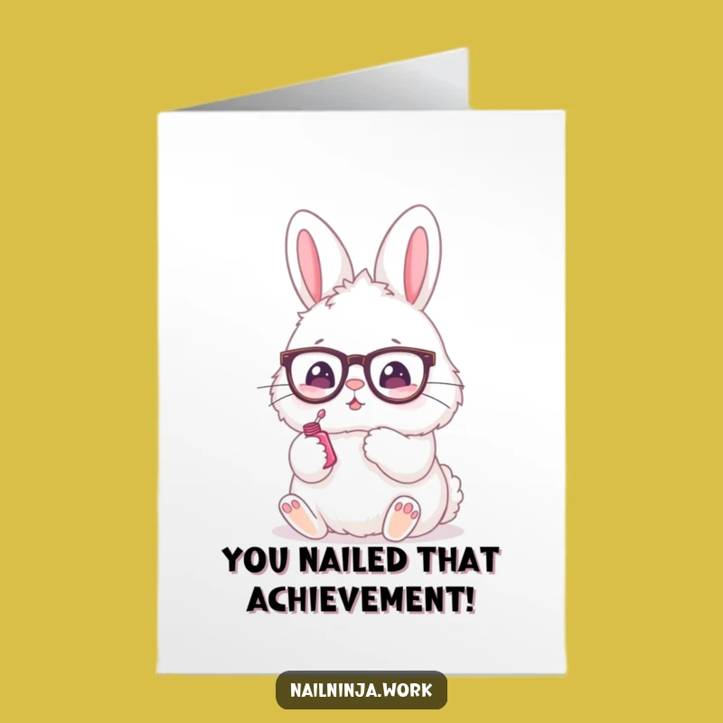Free Printable Bunny Nail Art Card: Chic Downloadable Congratulations for a Fab Win