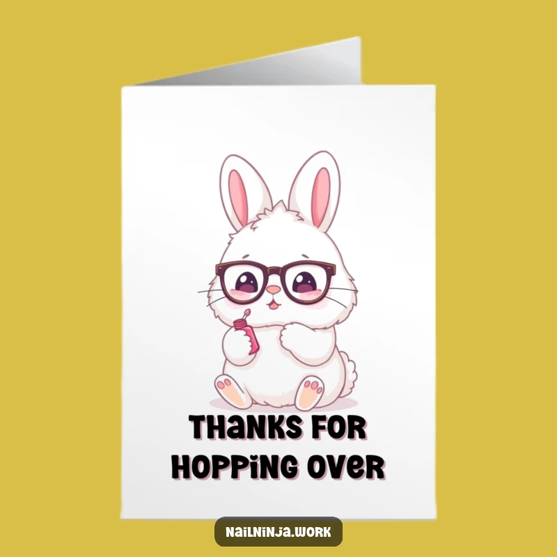Free Printable Bunny Nail Art Thank You Card: Cute Downloadable Gift for Appreciation