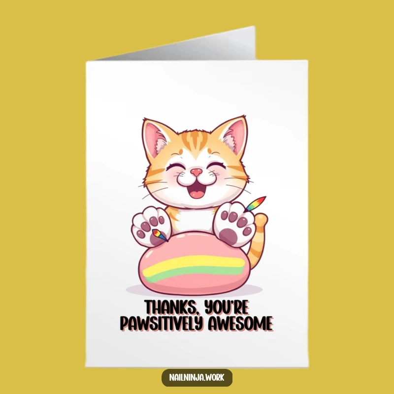 Free Printable Cat Painter Thank You Card: Creative Downloadable Gift for Thanks