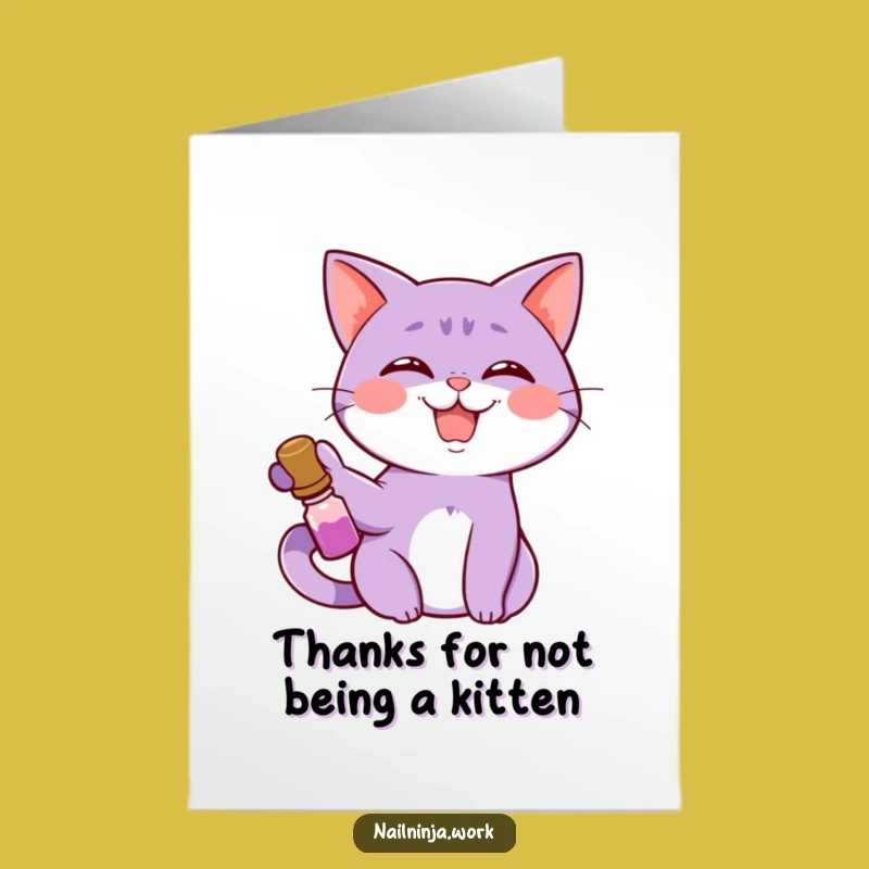Free Printable Thank You Card: Funny Cat Nail Polish, Quick DIY Greeting