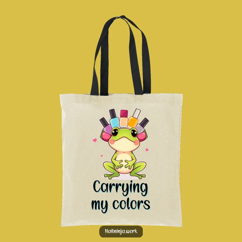 Funny Frog Nail Polish Tote Bag: Carry Your Essentials with Bouncy Flair